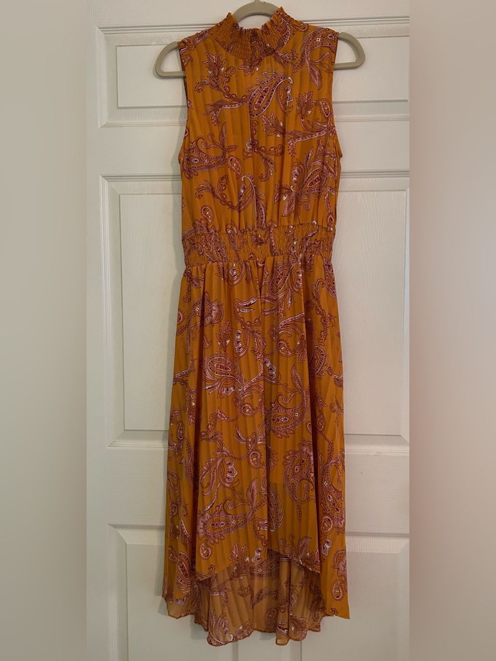 Women's Mustard Paisley Sleeveless Maxi Dress